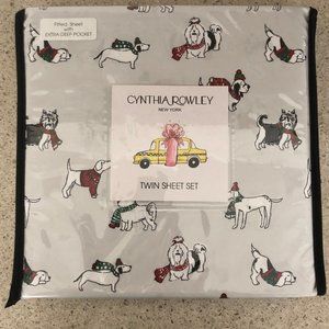 NIP Cynthia Rowley Winter Dogs Sheet Set - TWIN
